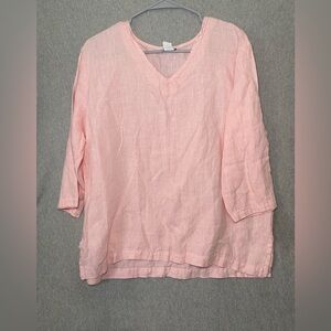 LT10V Pink Medium Match Point Linen Shirt Blouse Top